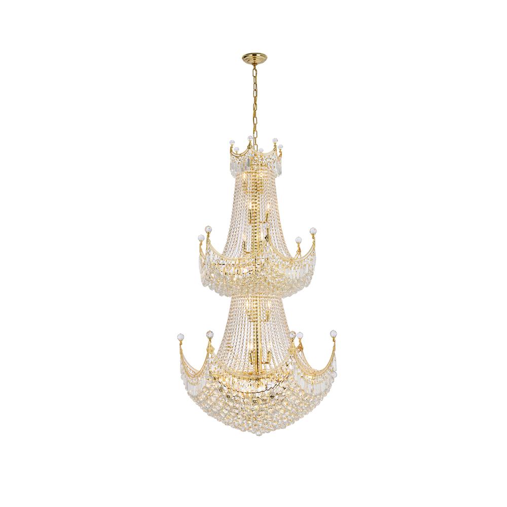 Corona 36 Light Gold Chandelier Clear Royal Cut Crystal. Picture 1