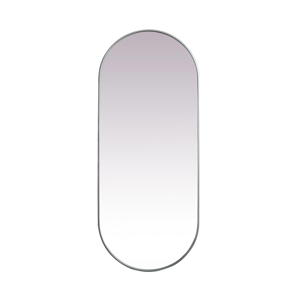 Metal Frame Oval Mirror 30X72 Inch In Silver. Picture 1