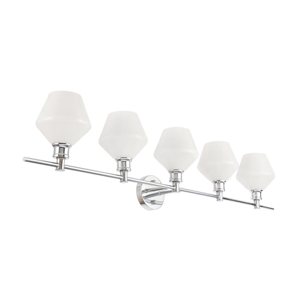 Gene 5 Light Chrome And Frosted White Glass Wall Sconce. Picture 6
