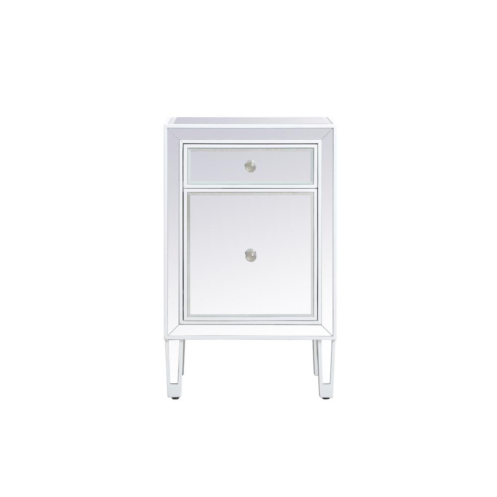 18 Inch Mirrored End Table In White. Picture 1