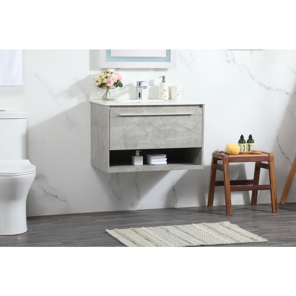 30 Inch Single Bathroom Vanity In Concrete Grey With Backsplash. Picture 2