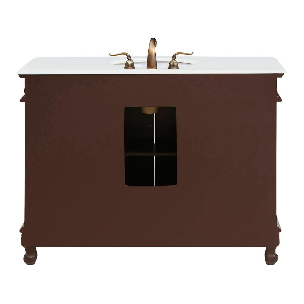 48 Inch Single Bathroom Vanity In Teak Color With Ivory White Engineered Marble. Picture 11