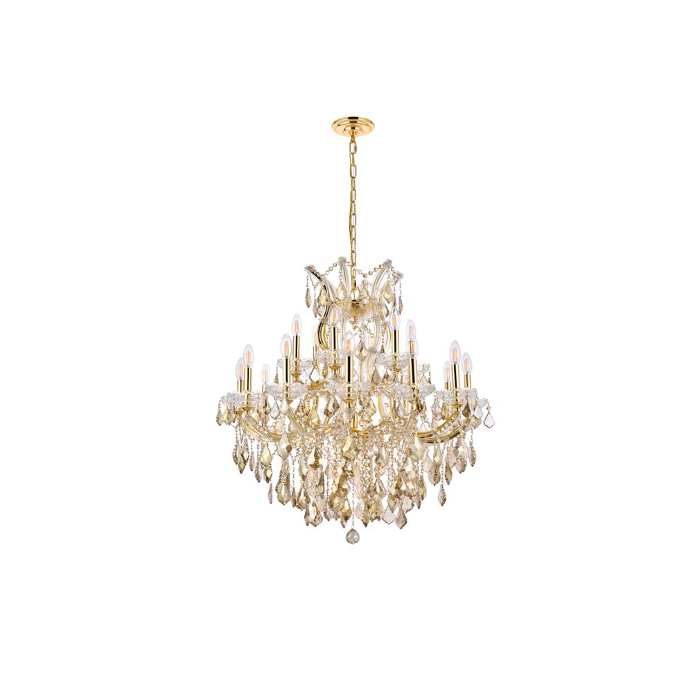 Maria Theresa 19 Light Gold Chandelier Golden Teak (Smoky) Royal Cut Crystal. Picture 6
