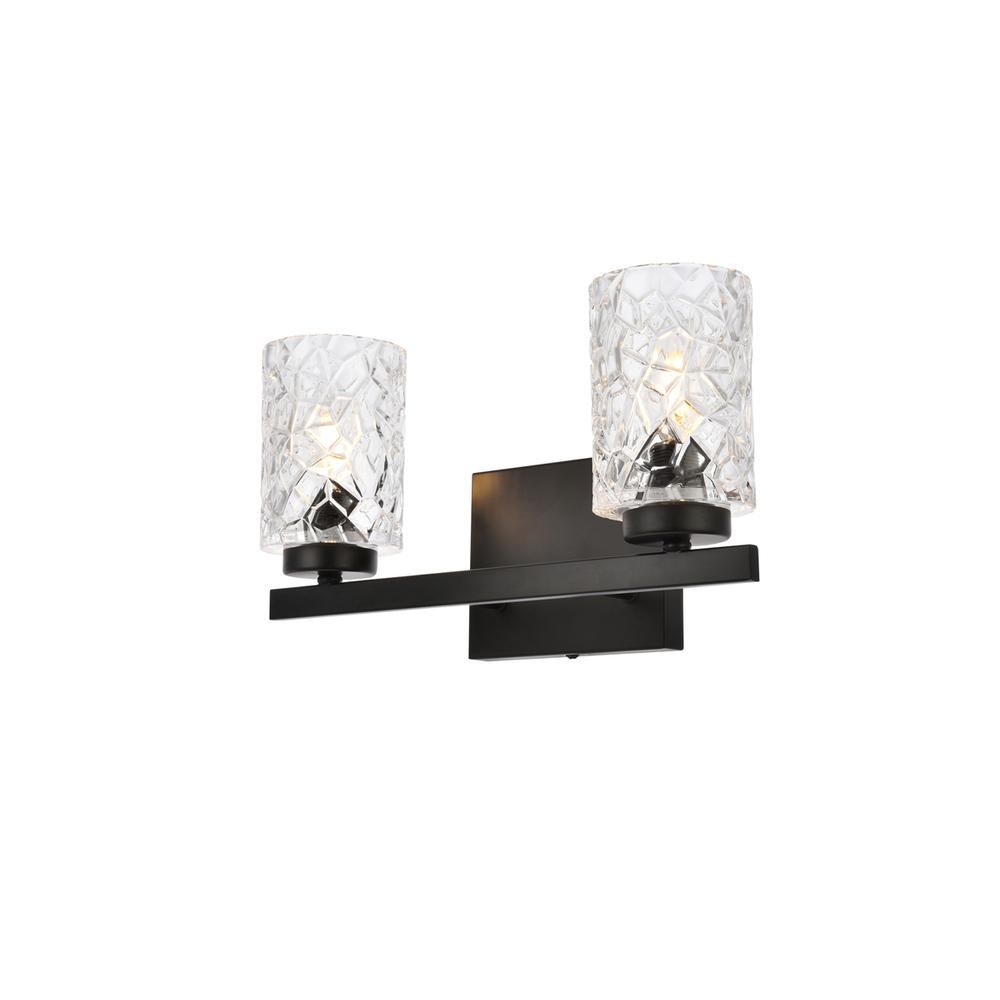 Cassie 2 Lights Bath Sconce In Black With Clear Shade. Picture 2