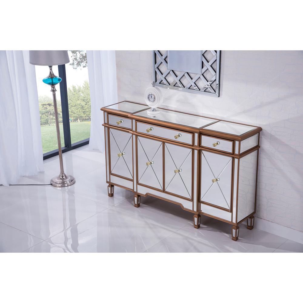 3 Drawer 4 Door Cabinet 60 In. X 14 In. X 36 In. In Gold Clear. Picture 3