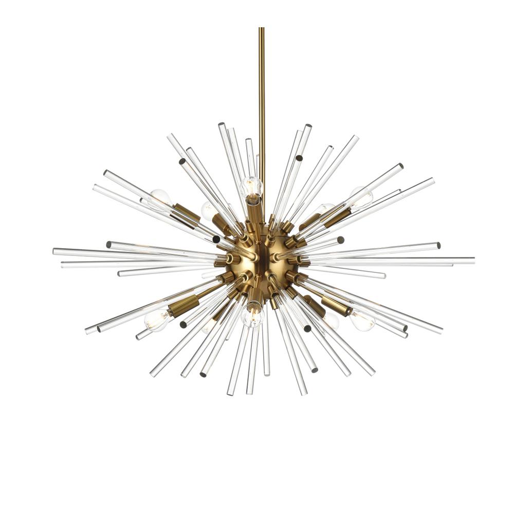 Sienna 32 Inch Crystal Rod Pendant In Gold. Picture 2