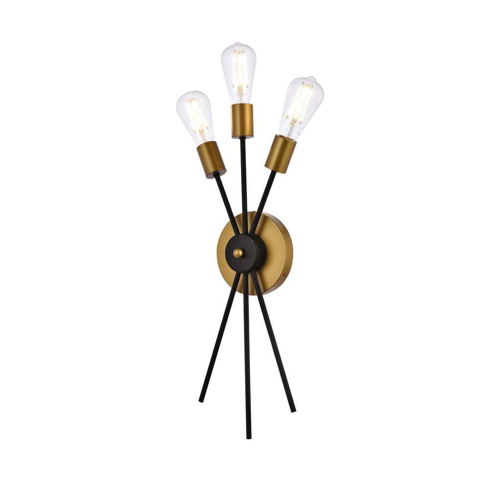 Lucca 11 Inch Bath Sconce In Black And Brass. Picture 2