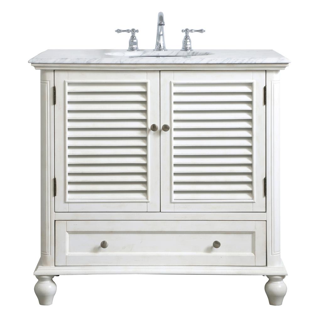 36 Inch Single Bathroom Vanity In Antique White. Picture 1