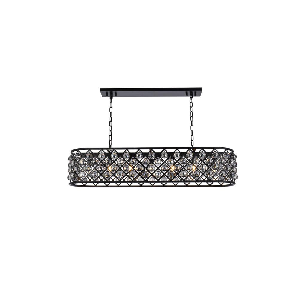 Madison 7 Light Matte Black Chandelier Silver Shade (Grey) Royal Cut Crystal. Picture 1
