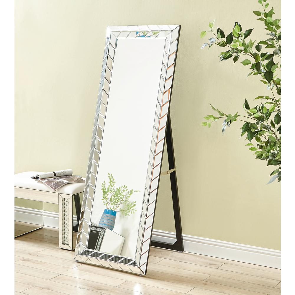 Sparkle 22 In. Contemporary Standing Full Length Mirror In Clear. Picture 5