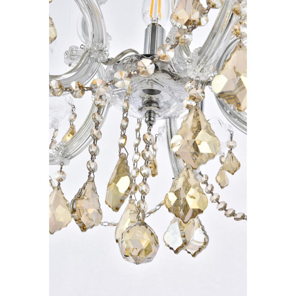 Maria Theresa 6 Light Chrome Pendant Golden Teak (Smoky) Royal Cut Crystal. Picture 3