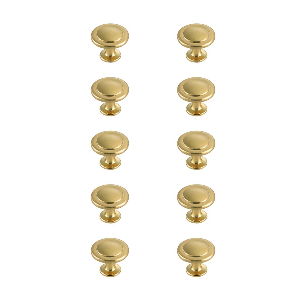 Logyn 1.3" Diameter Brushed Gold Mushroom Knob Multipack (Set Of 10). Picture 1