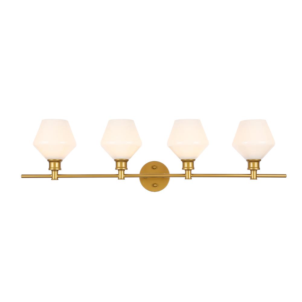 Gene 4 Light Brass And Frosted White Glass Wall Sconce. Picture 1
