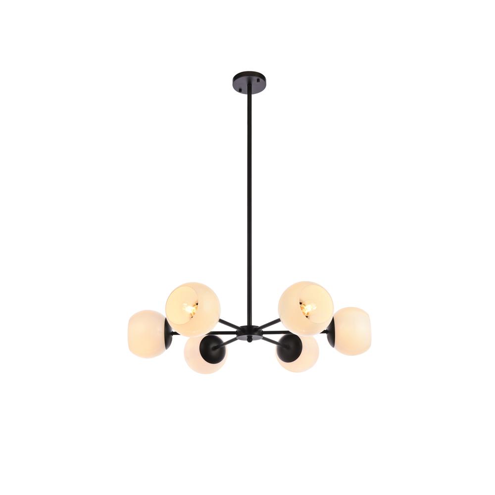 Briggs 30 Inch Pendant In Black With White Shade. Picture 1