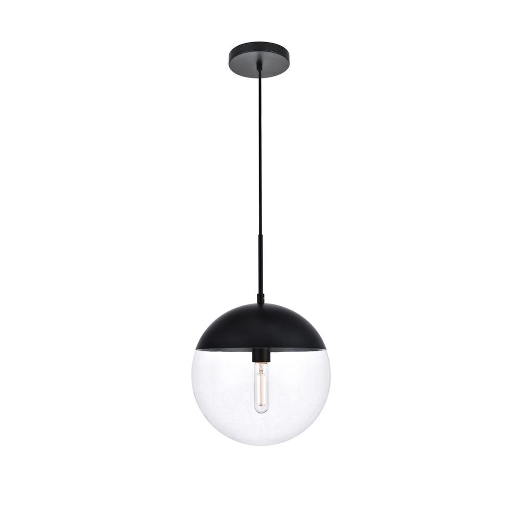 Eclipse 1 Light Black Pendant With Clear Glass. Picture 1