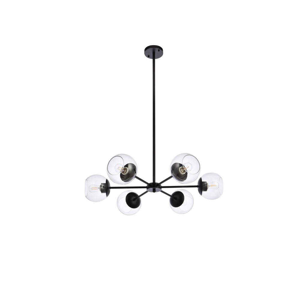 Briggs 30 Inch Pendant In Black With Clear Shade. Picture 6