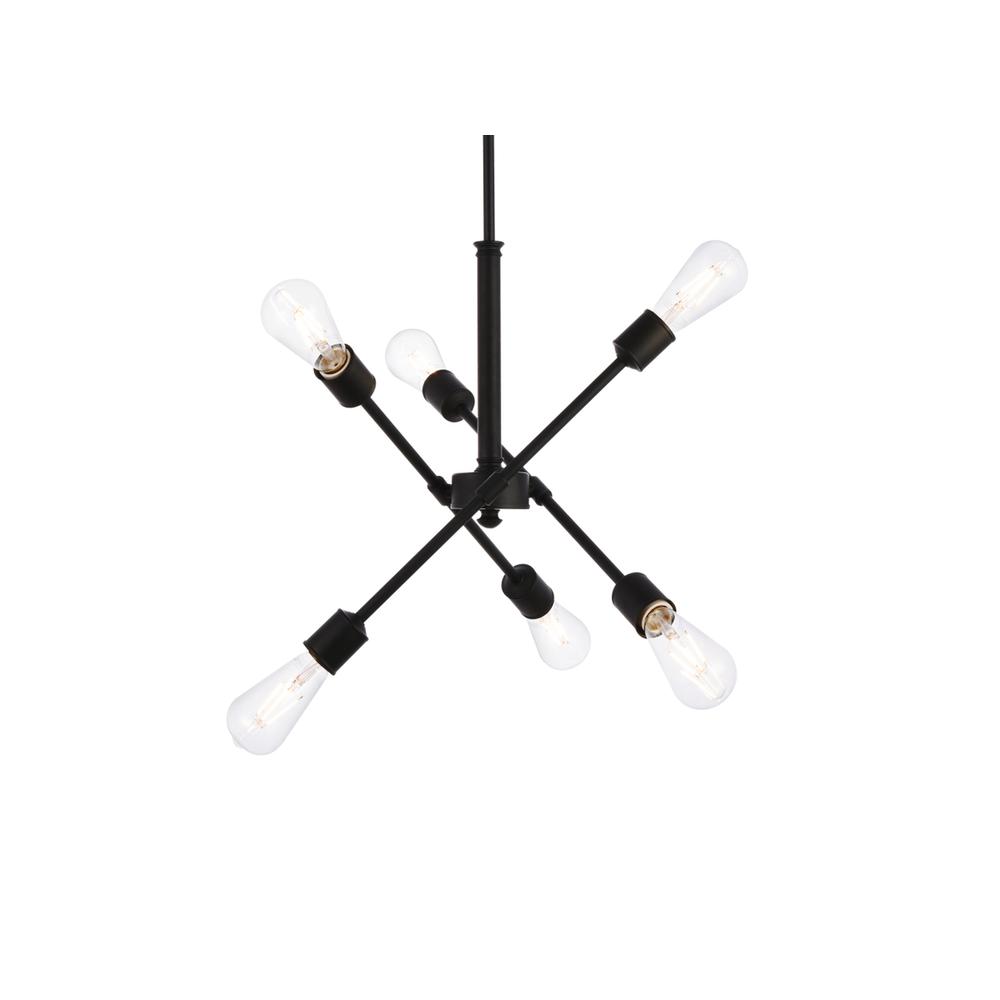 Axel 6 Lights Black Pendant With Hanging Rod. Picture 2