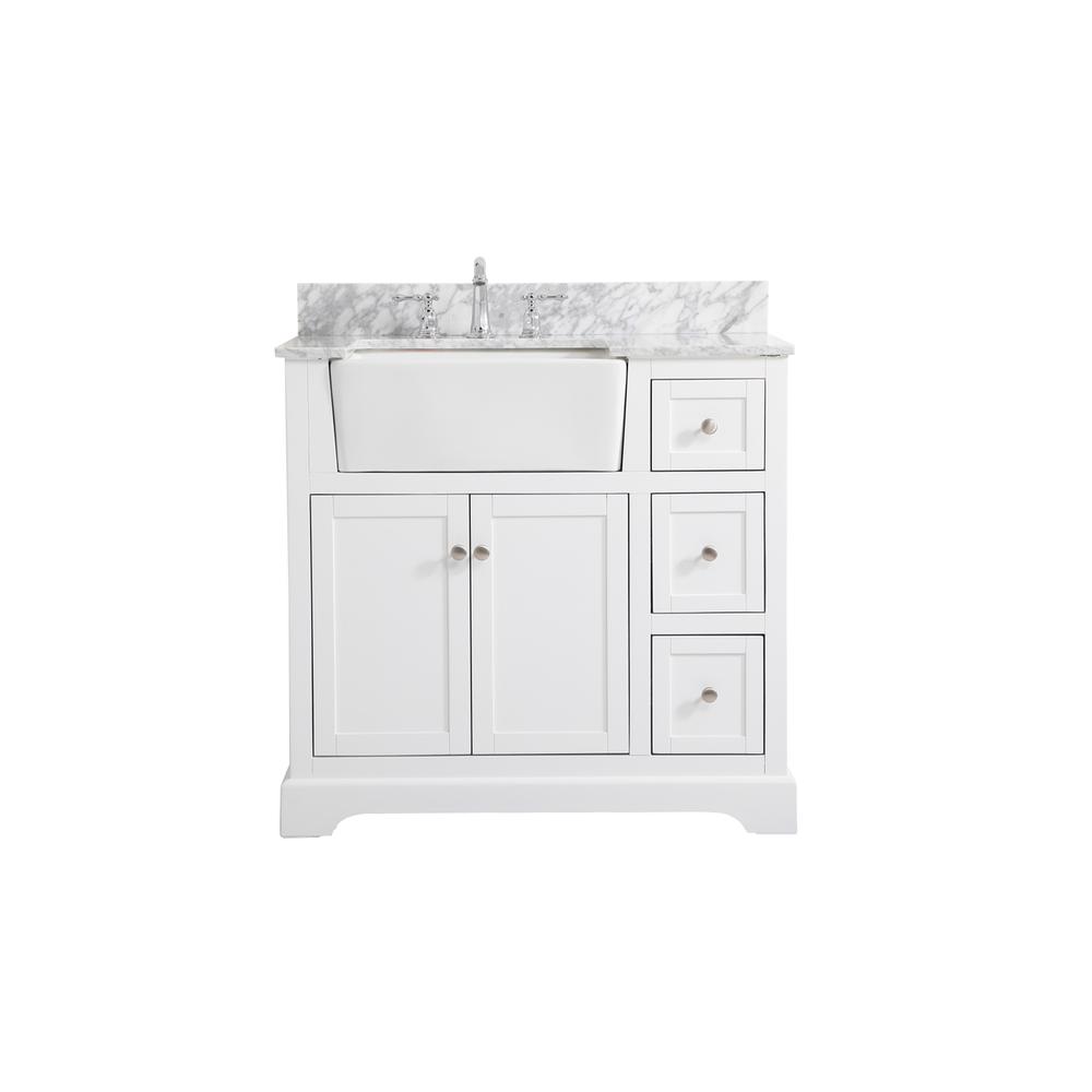 36 Inch Single Bathroom Vanity In White With Backsplash. Picture 1