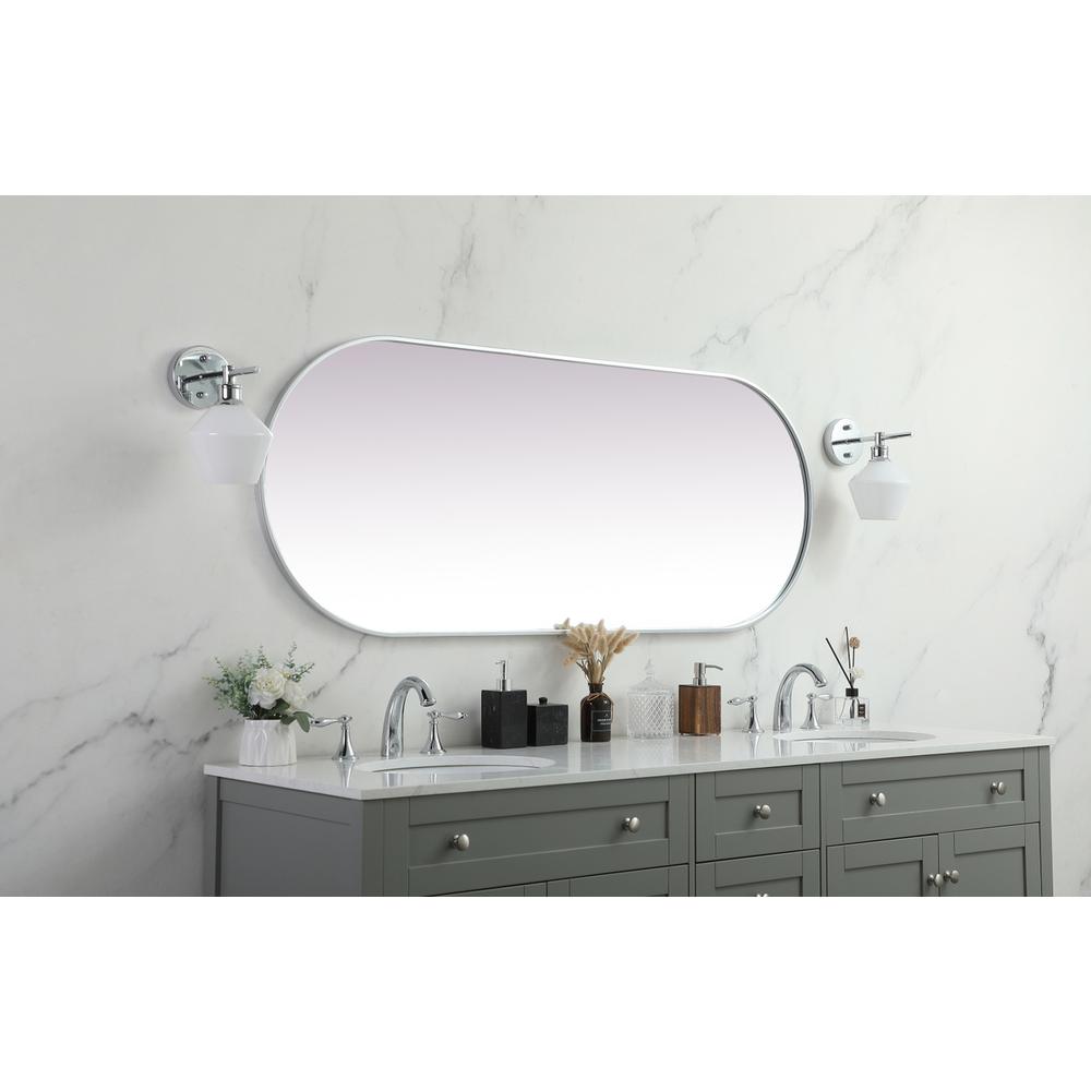 Metal Frame Oval Mirror 24X60 Inch In Silver. Picture 4