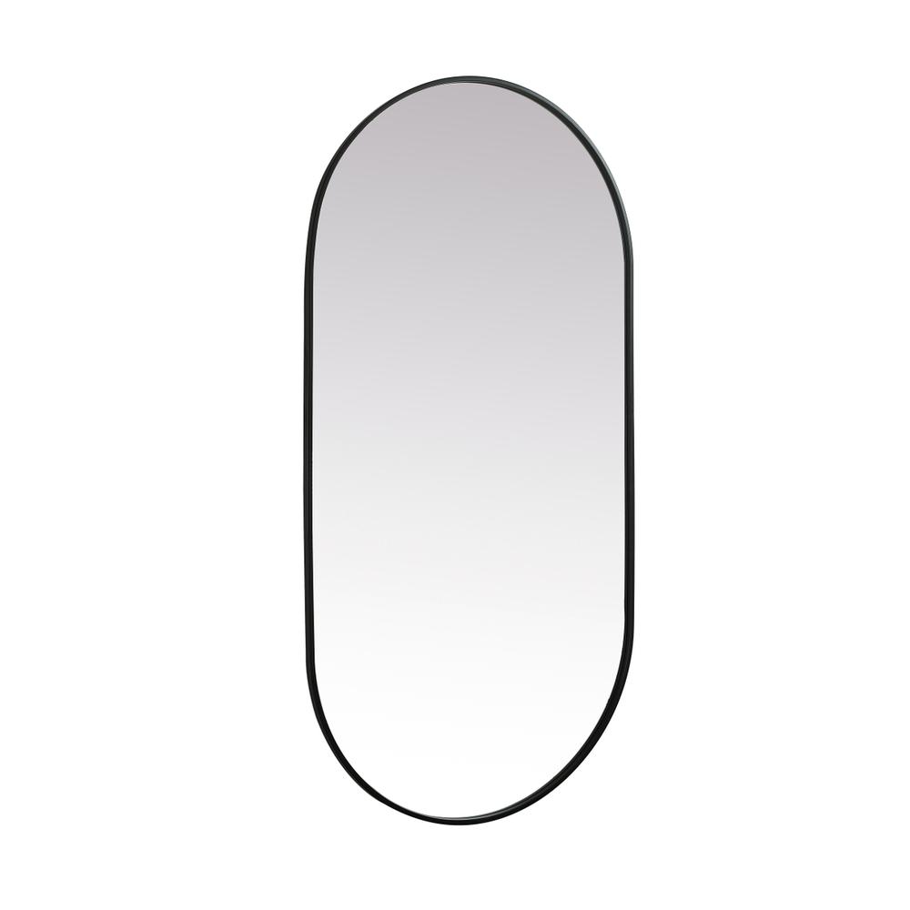 Metal Frame Oval Mirror 30X60 Inch In Black. Picture 7