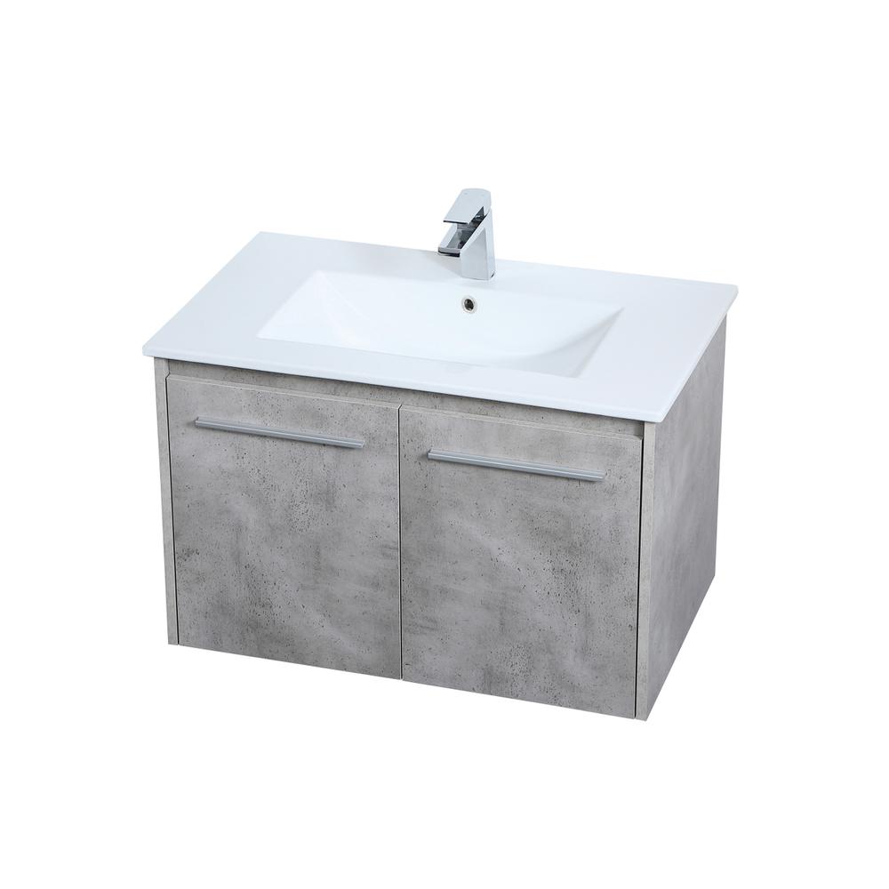 30 Inch  Single Bathroom Floating Vanity In Concrete Grey. Picture 7