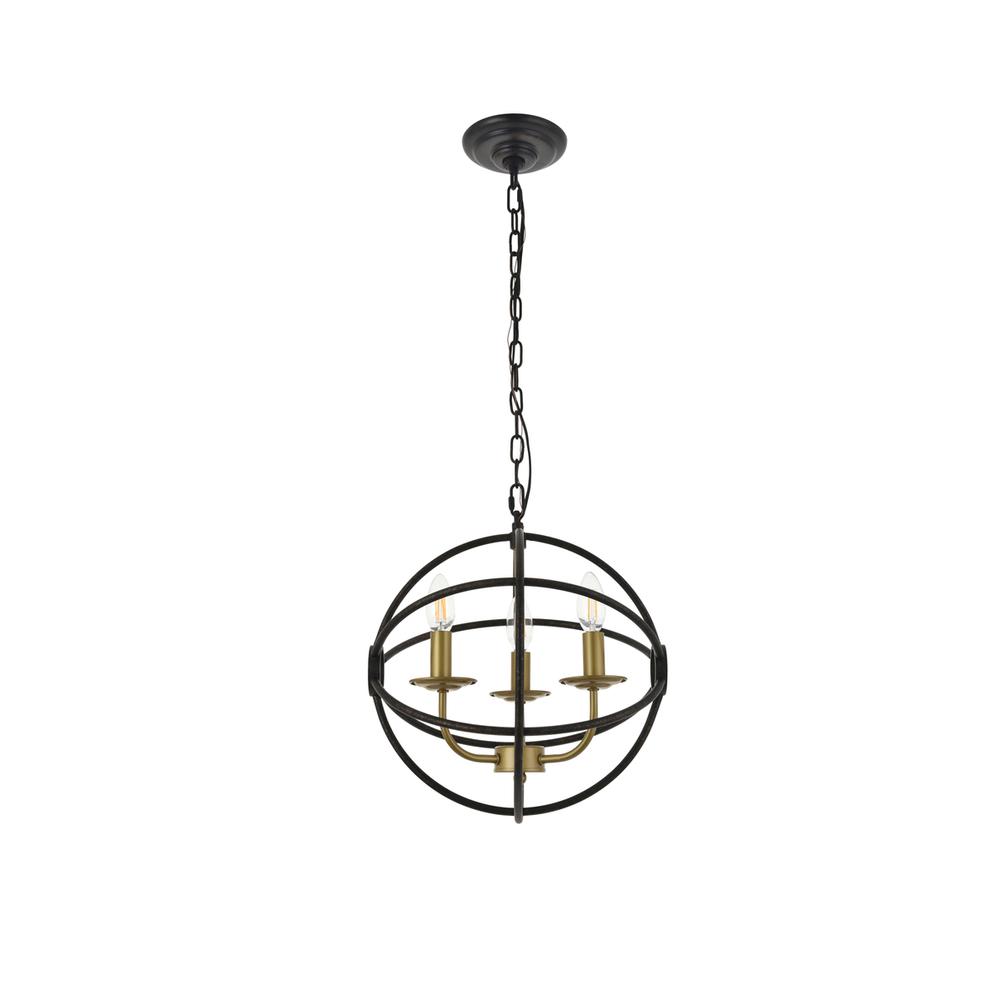 Octavia 3 Light Brass And Dark Brown Pendant. Picture 6