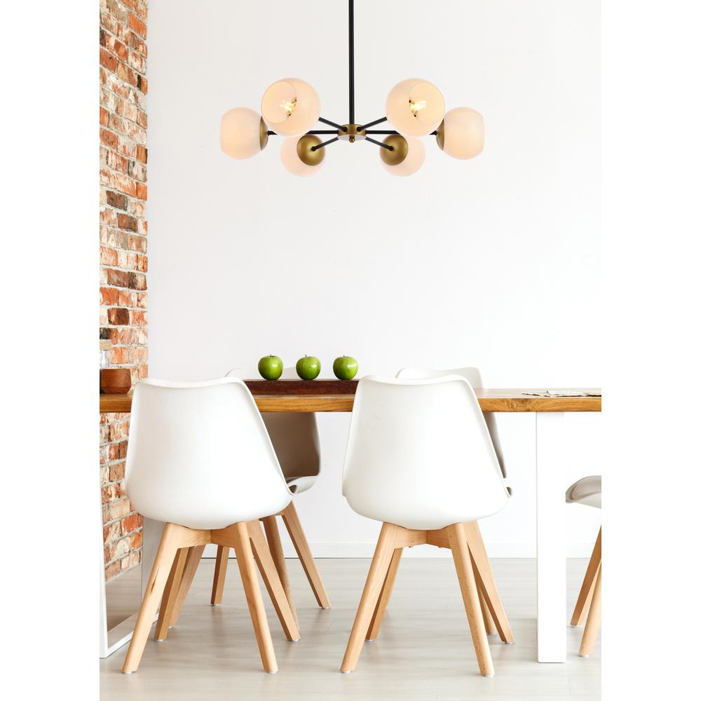 Briggs 30 Inch Pendant In Black And Brass With White Shade. Picture 8