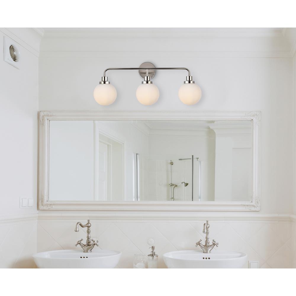 Hanson 3 Lights Bath Sconce In Polished Nickel With Frosted Shade. Picture 6