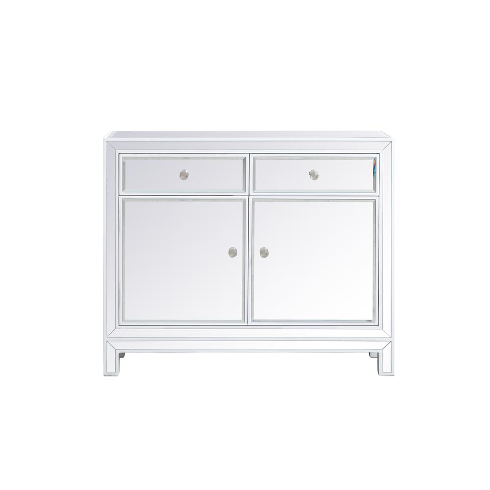 38 Inch Mirrored End Table In White. Picture 1