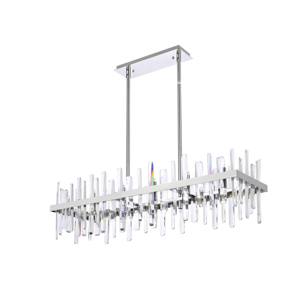 Serena 42 Inch Crystal Rectangle Chandelier In Chrome. Picture 6