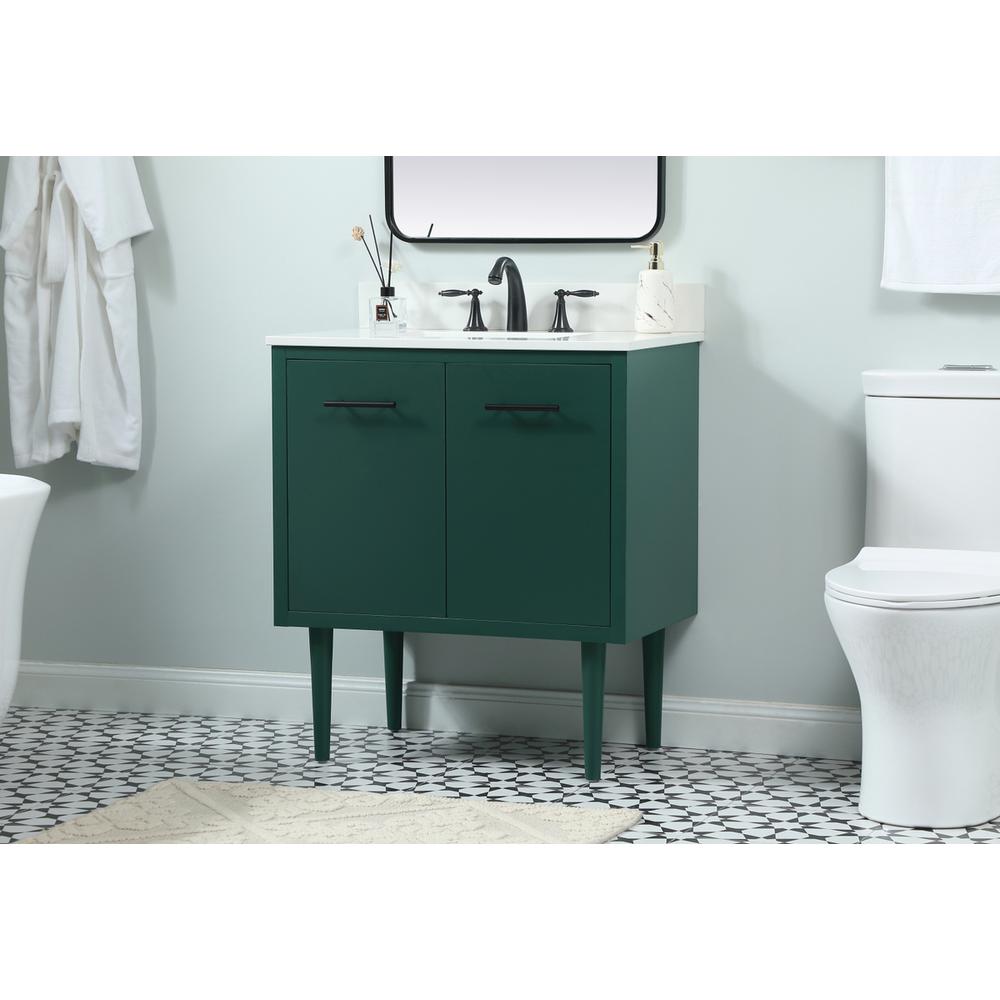 30 Inch Single Bathroom Vanity In Green With Backsplash. Picture 2