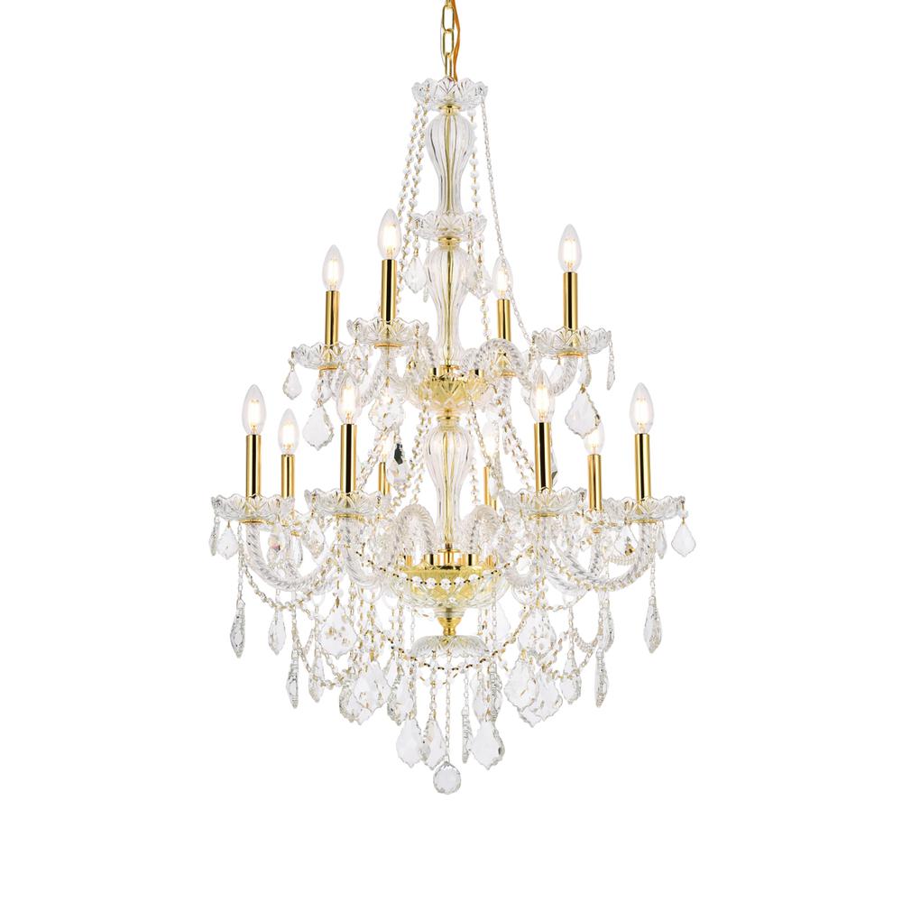 Giselle 12 Light Gold Chandelier Clear Royal Cut Crystal. Picture 2