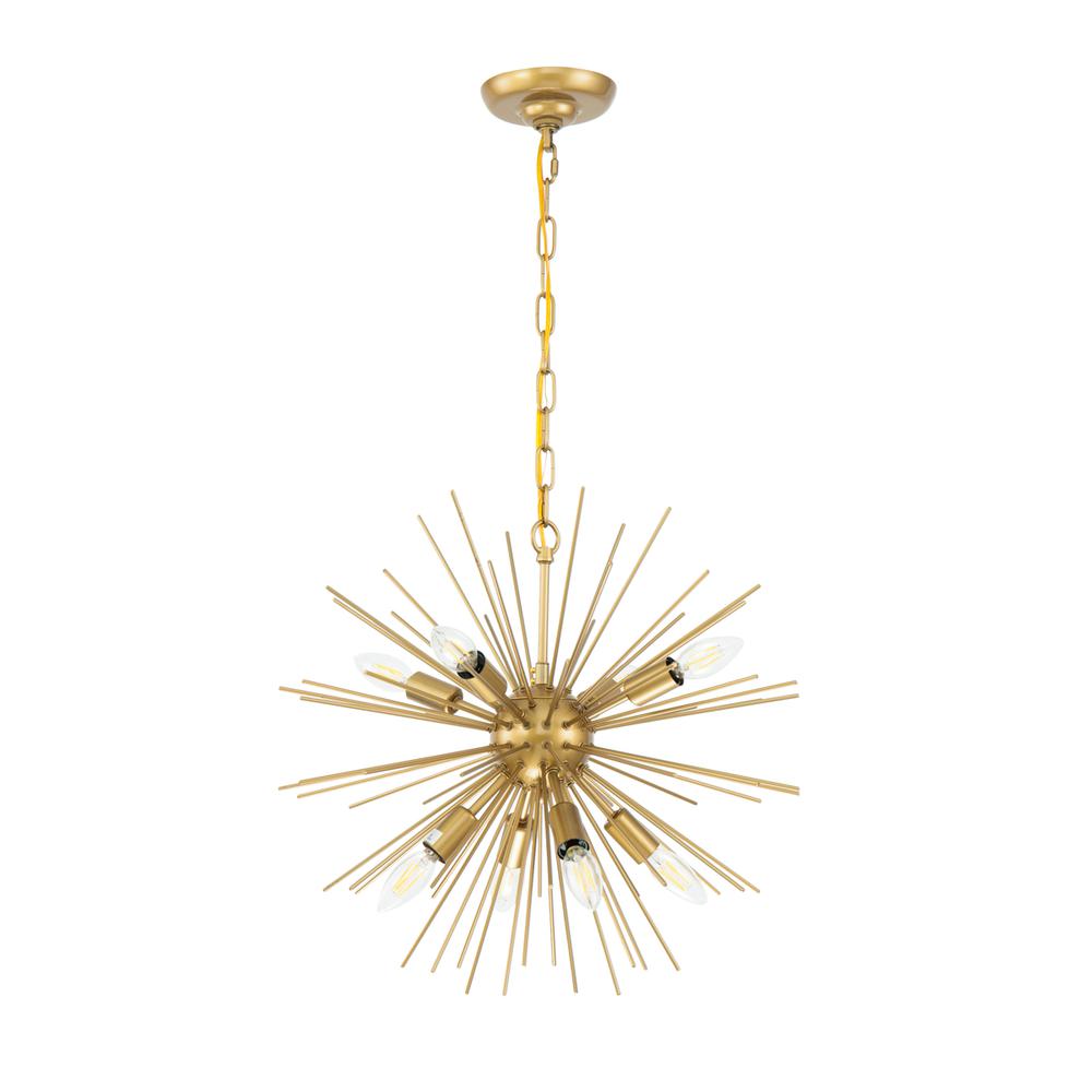 Timber 8 Light Brass Pendant. Picture 2
