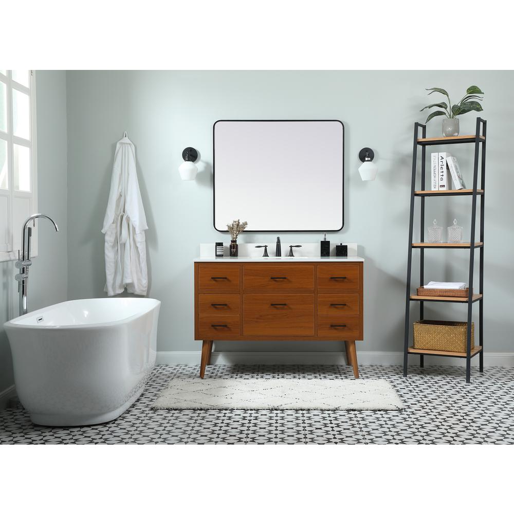 48 Inch Single Bathroom Vanity In Teak With Backsplash. Picture 4