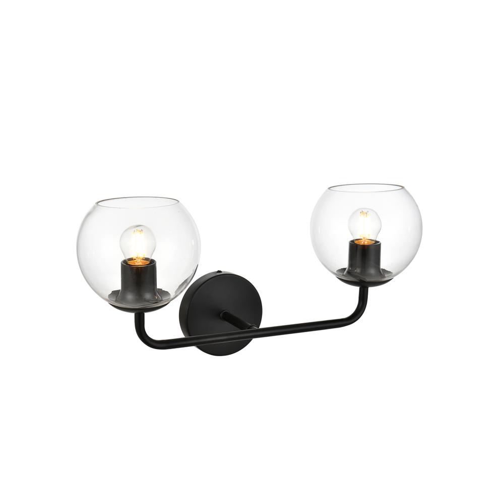 Genesis 2 Light Black And Clear Bath Sconce. Picture 3
