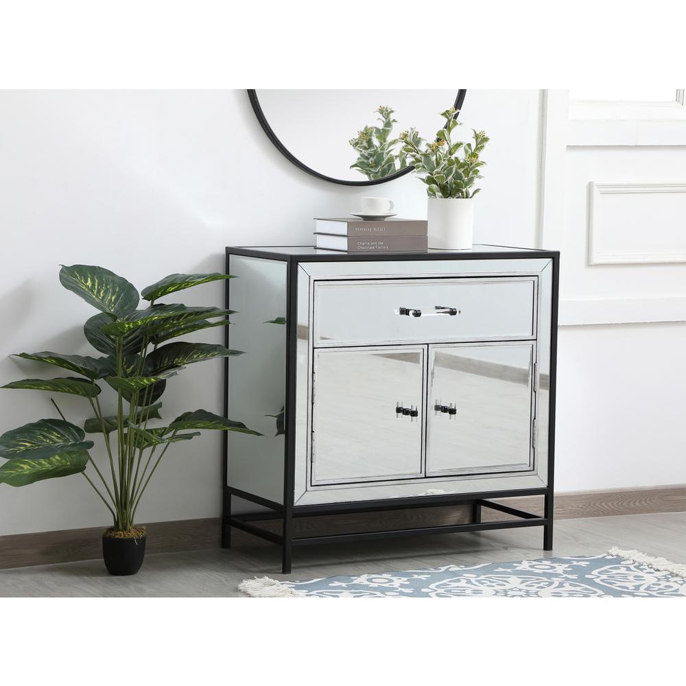 James 28.5 In. Mirrored Cabinet In Black. Picture 2