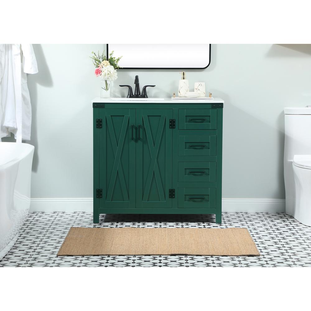 36 Inch Single Bathroom Vanity In Green. Picture 14