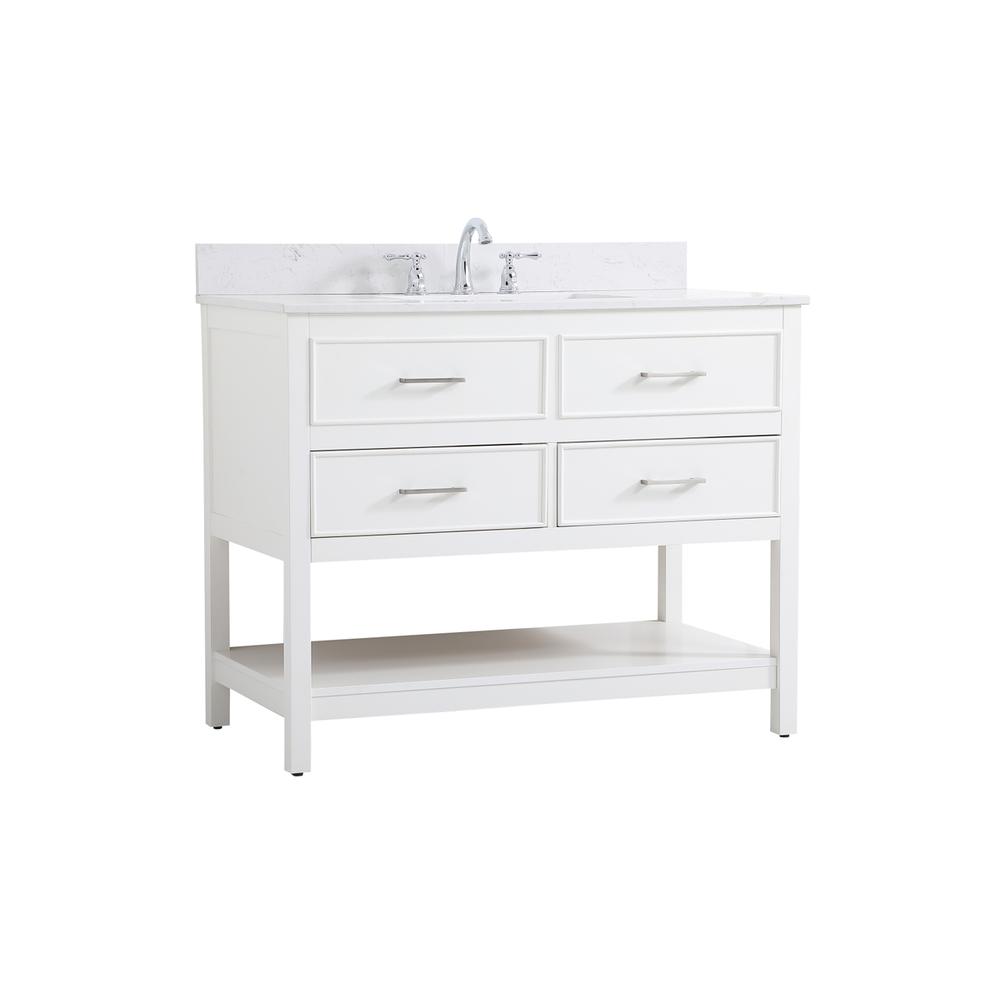 42 Inch Single Bathroom Vanity In White With Backsplash. Picture 7