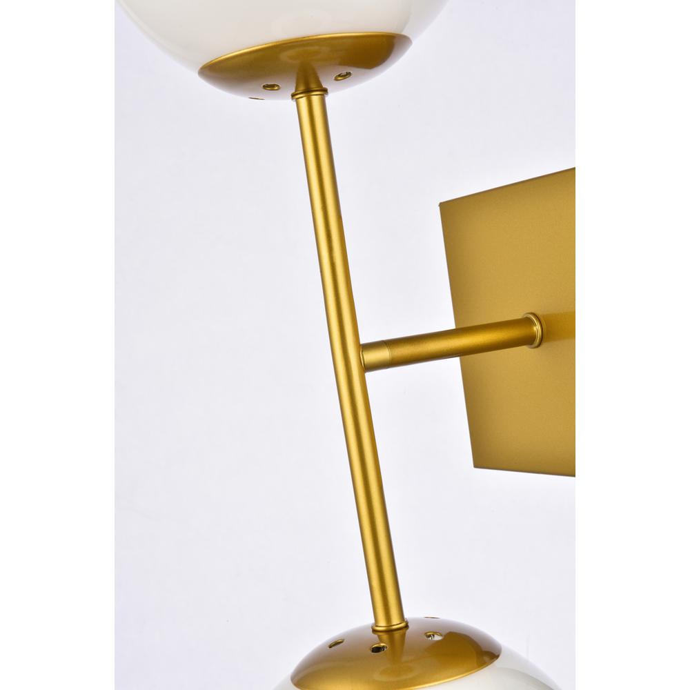 Neri 2 Lights Brass And White Glass Wall Sconce. Picture 6
