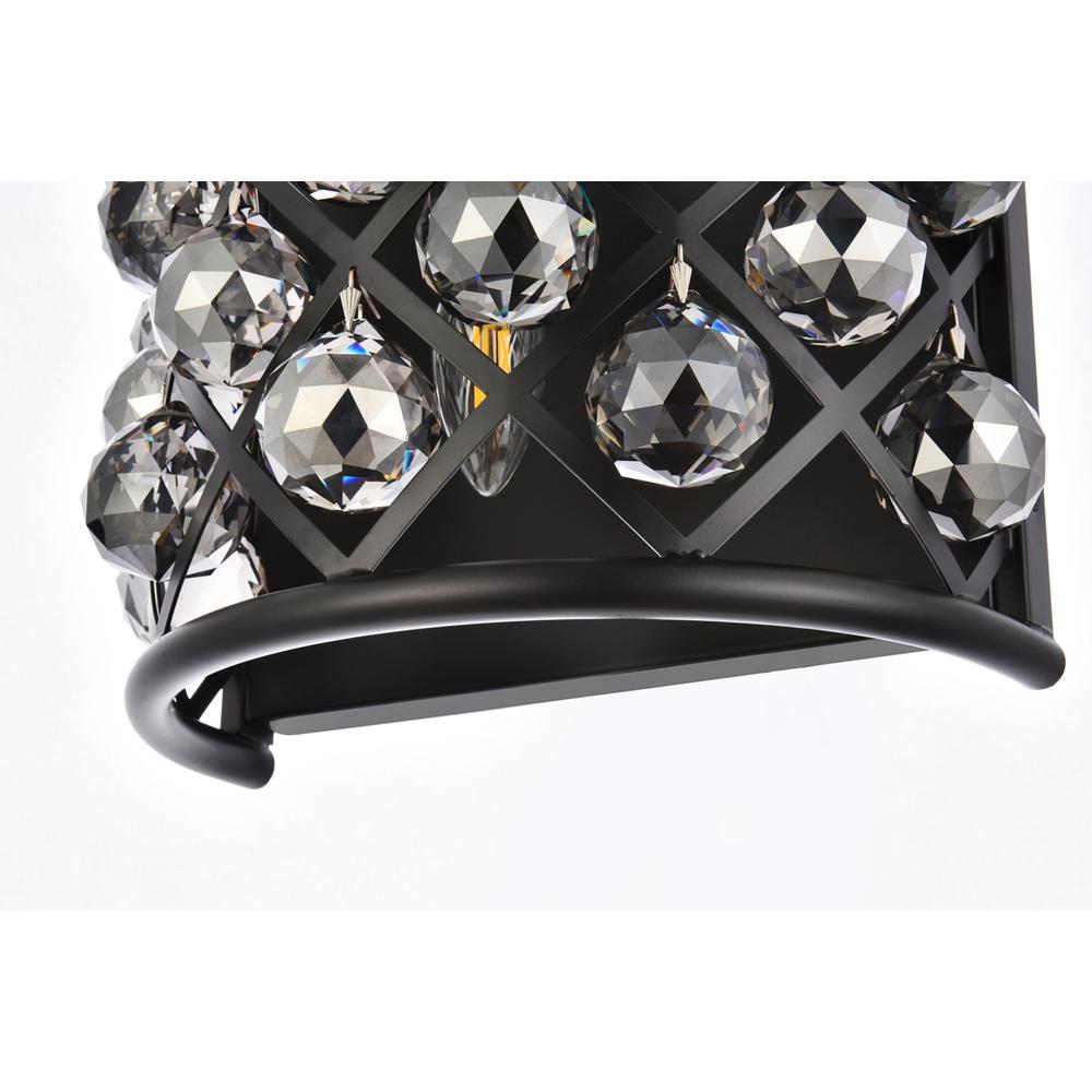Madison 1 Light Matte Black Wall Sconce Silver Shade (Grey) Royal Cut Crystal. Picture 4