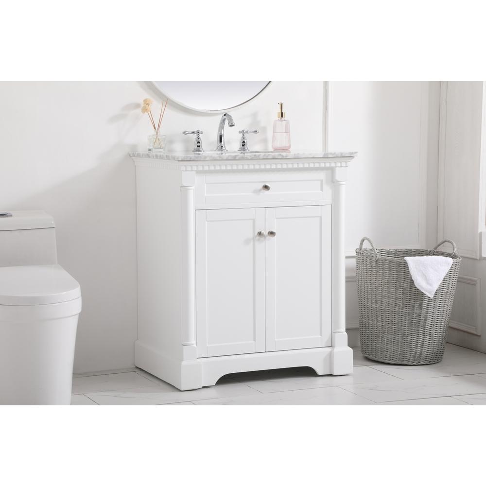 30 Inch Single Bathroom Vanity In  White. Picture 2