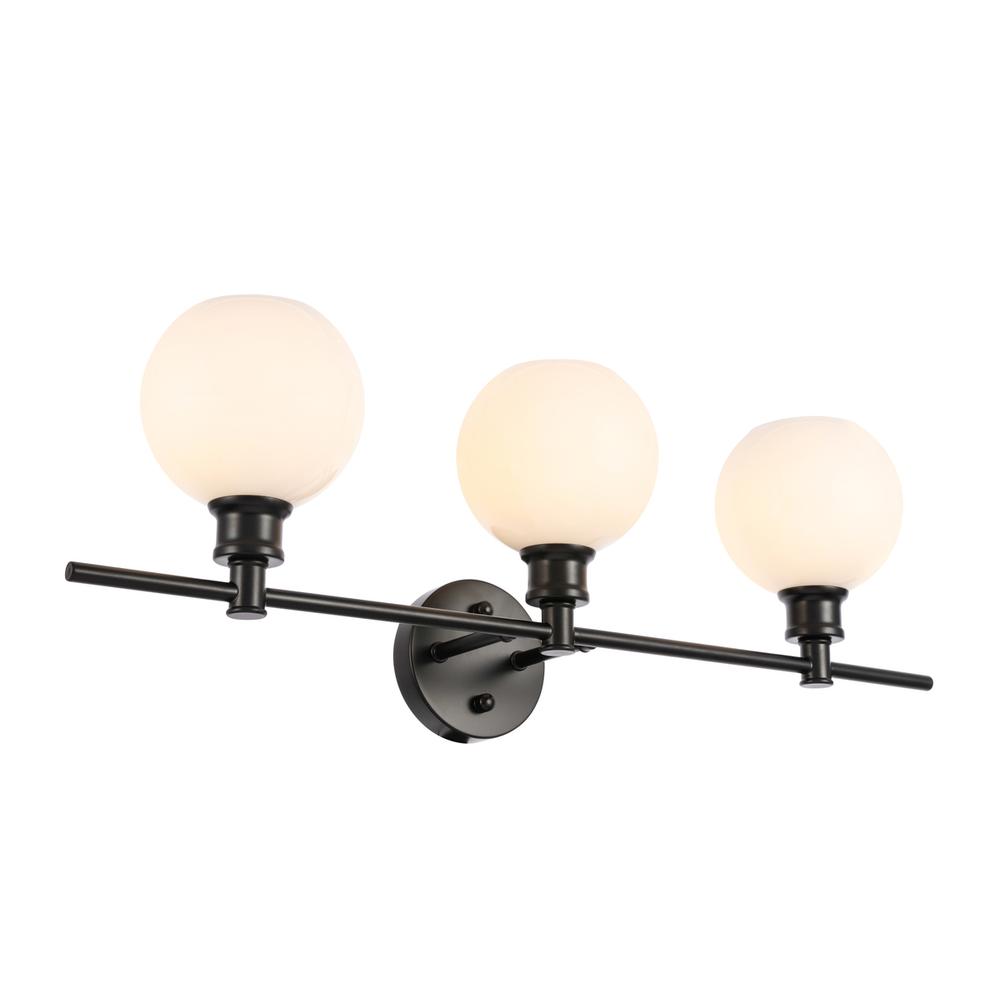 Collier 3 Light Black And Frosted White Glass Wall Sconce. Picture 5