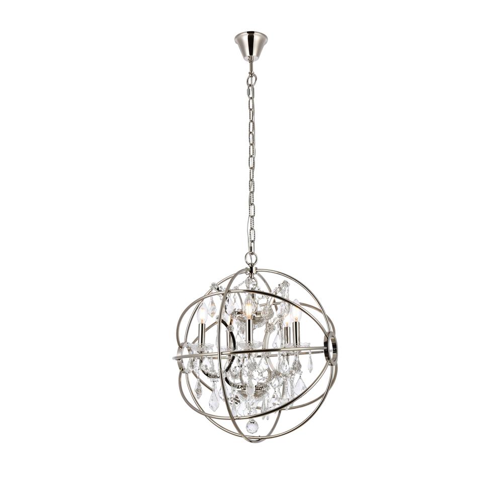 Geneva 5 Light Polished Nickel Pendant Clear Royal Cut Crystal. Picture 1