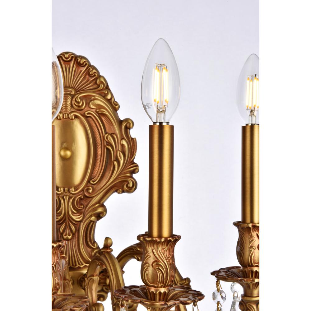 Monarch 5 Light French Gold Wall Sconce Clear Royal Cut Crystal. Picture 3