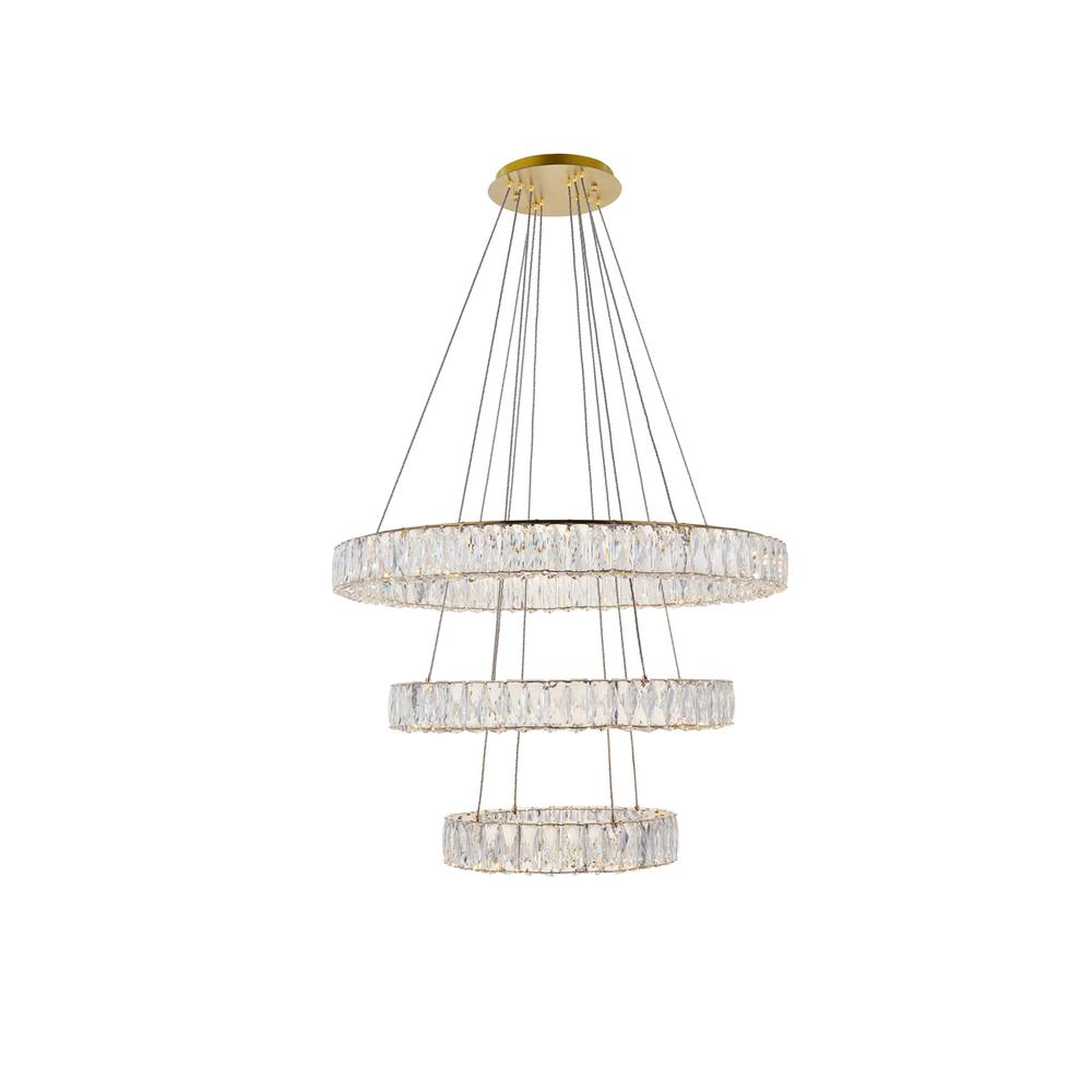 Monroe Integrated Led Chip Light Gold Chandelier Clear Royal Cut Crystal. Picture 2