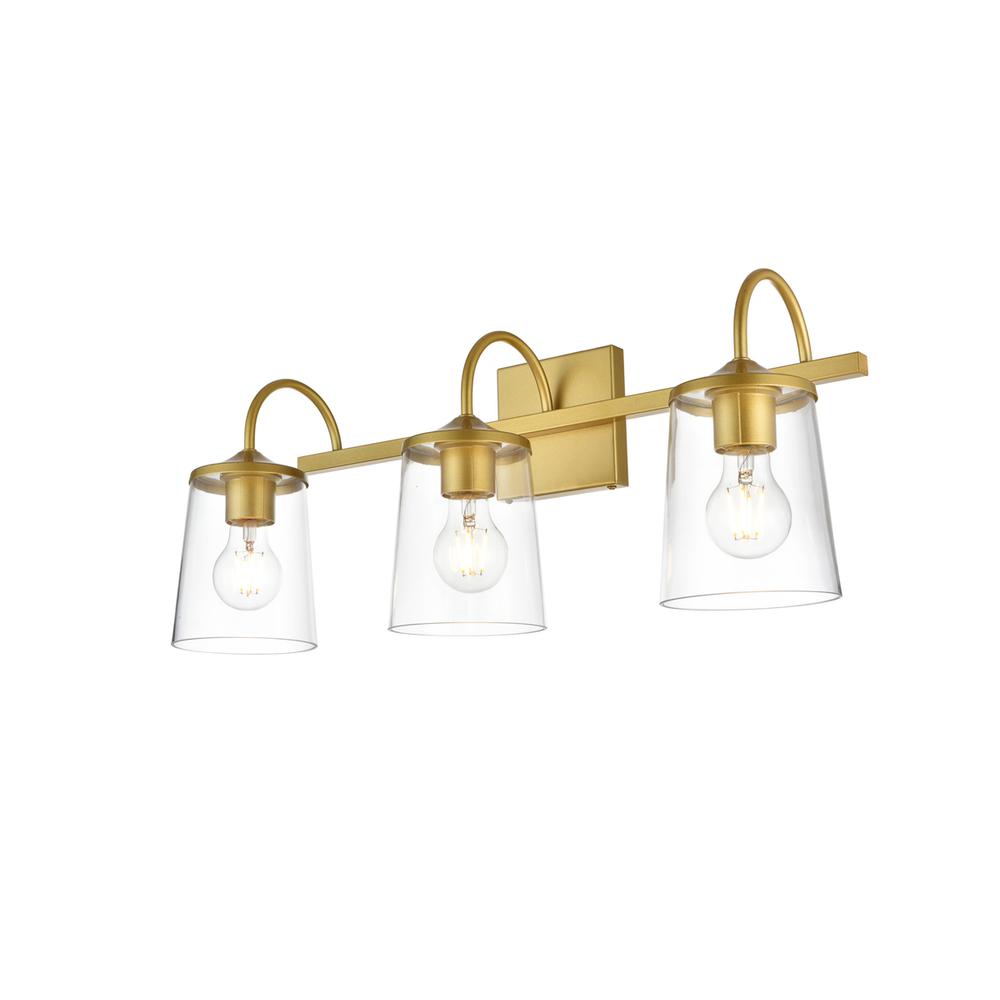 Avani 3 Light Brass And Clear Bath Sconce. Picture 2