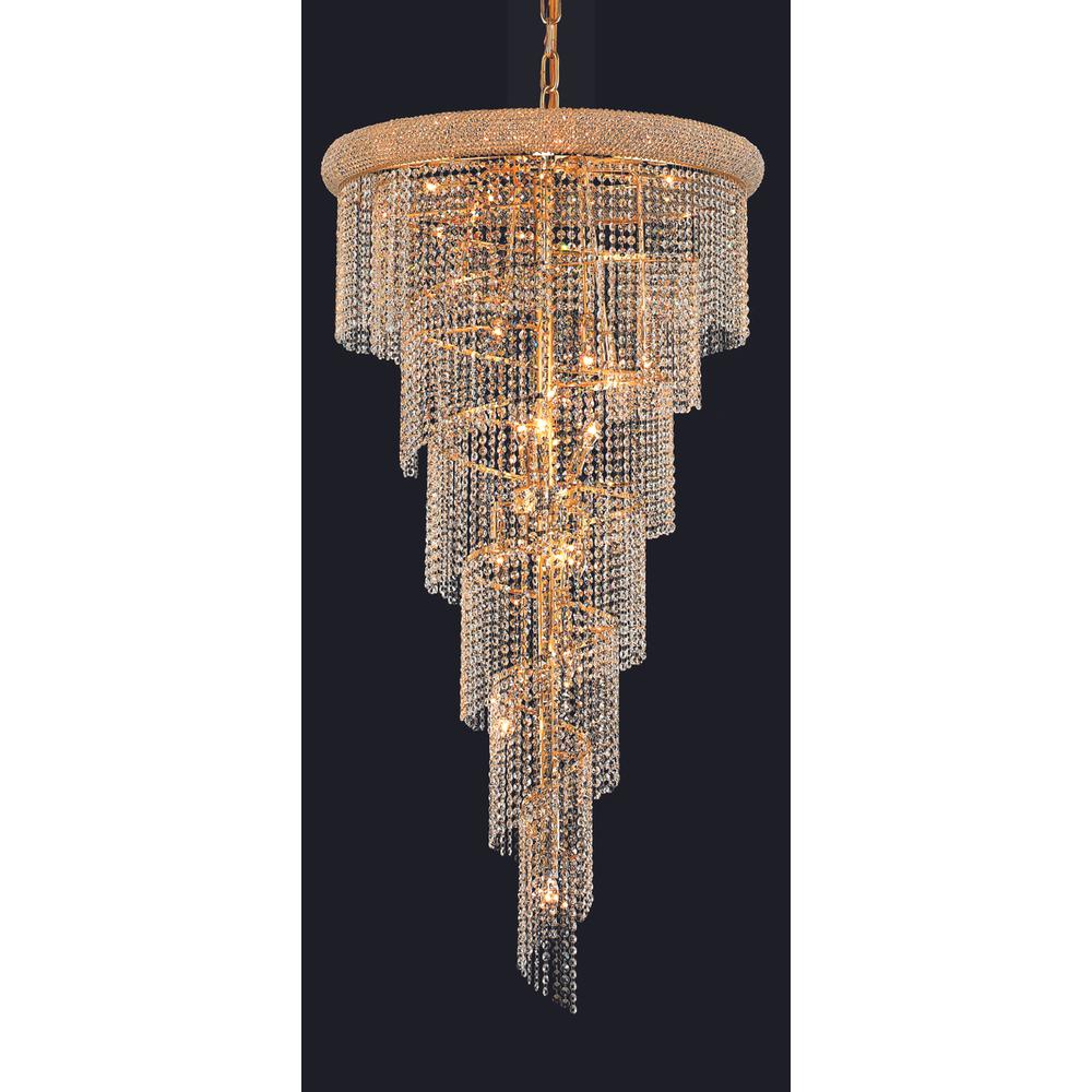Spiral 22 Light Gold Chandelier Clear Royal Cut Crystal. Picture 1