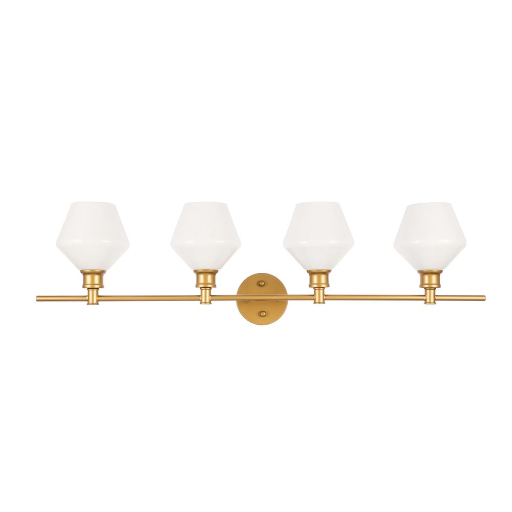 Gene 4 Light Brass And Frosted White Glass Wall Sconce. Picture 2