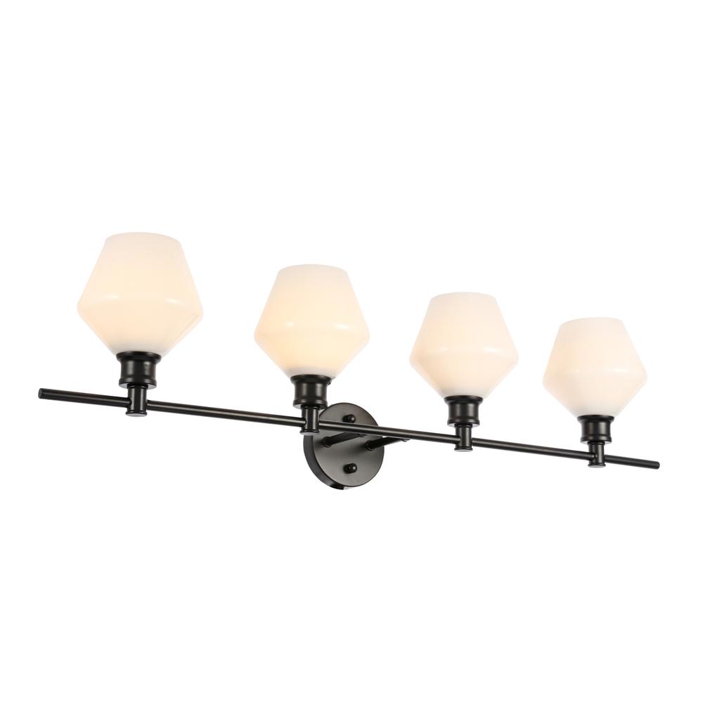 Gene 4 Light Black And Frosted White Glass Wall Sconce. Picture 5