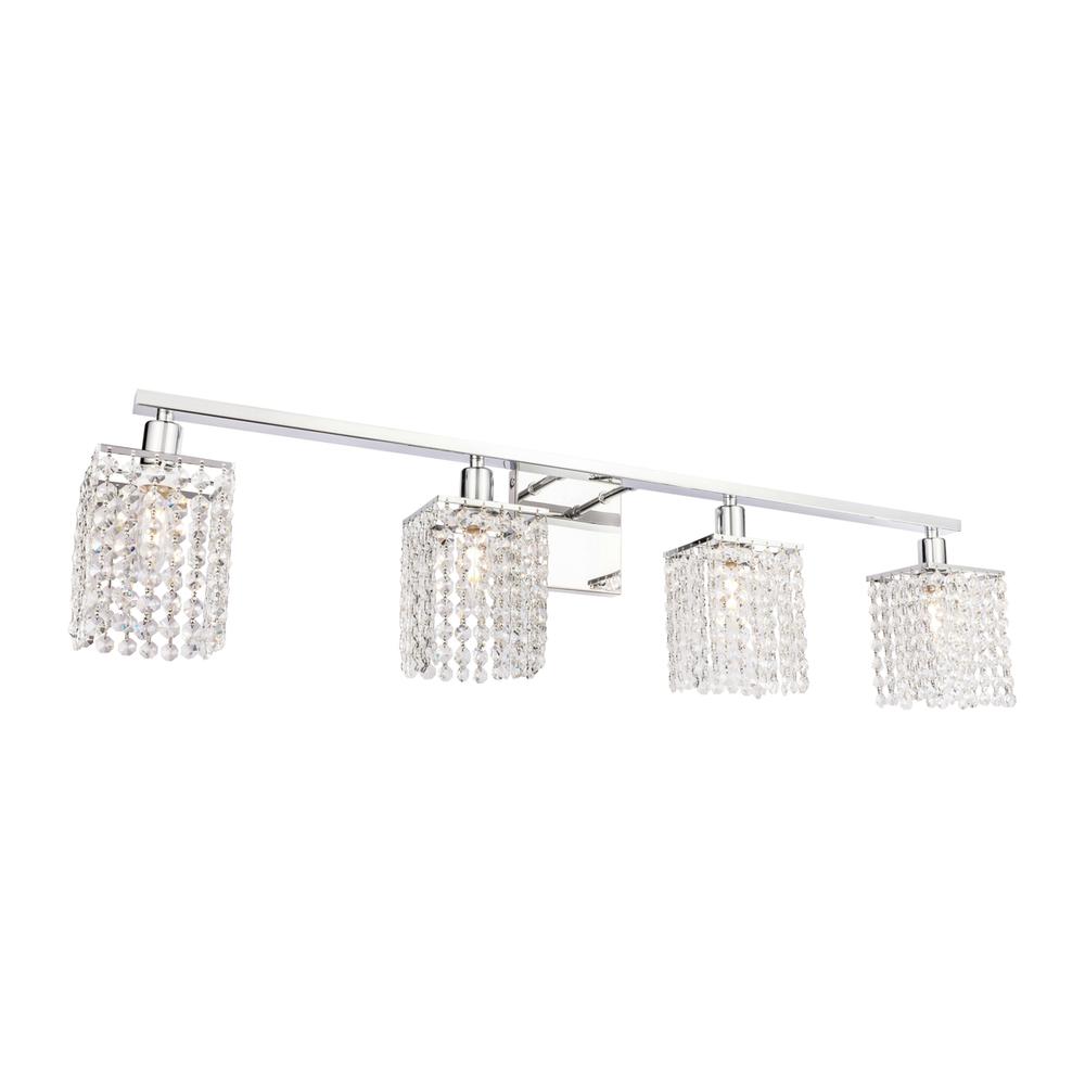 Phineas 4 Light Chrome And Clear Crystals Wall Sconce. Picture 3
